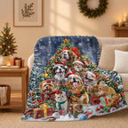 Neasow Christmas Throw Blanket, Cats and Dogs Pets Christmas Tree and Snowflake Design Soft Fuzzy Cozy Flannel Blanket Gift for Family and Friends Home Sofa Couch Chair Decorative 50x60 Inch - Image 3