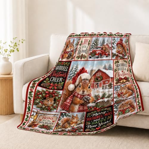 Christmas Squirrel Throw Blanket Woodland Animal Holiday Gifts 40''x50'' - Image 3