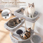 Gitelsnour Cat Tree, 71.6'' Tall Cat Tower with 3 Large Cat Condos, GCT800W - Image 3