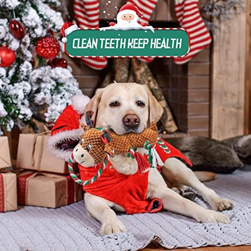IOKHEIRA Christmas Squeaky Dog Toys, Dog Plush Toys for Chewers, Durable Interactive Dog Toys for Puppies, Small, Medium, and Large Dogs (Moose) - Image 5