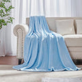 Light Blue Fleece Plush Throw Blanket 50"x70"for Couch Fuzzy Cozy Flannel by JIAHANNHA