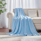 Light Blue Fleece Plush Throw Blanket 108"x90"for Couch Fuzzy Cozy Flannel by JIAHANNHA