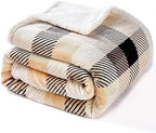 Touchat Sherpa Plaid Twin Blanket 60" X 70", Fuzzy Fluffy Soft Cozy Throw Blanket, Twin Size Plush Fleece Flannel Plush Microfiber Blanket for Couch Bed Sofa (Brown Color) by TOUCHAT