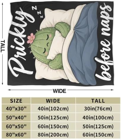 Sleepy Cactus Blanket Throw Gift for Girls Women 60"X50" - Image 7