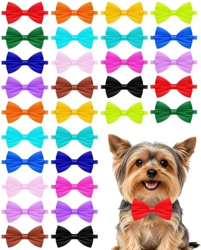 PET SHOW 30 Pack Small Dog Bowties Bulk Solid Colors by PETSHOW