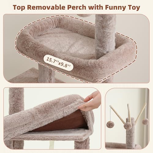 Gitelsnour Cat Tree Tower for Indoor Cat, Top Platform with Toy, GCT006SMU - Image 3