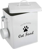 Pet Treat and Food Storage Tin with Lid - 5lbs Capacity - Serving Scoop Included … -CAT