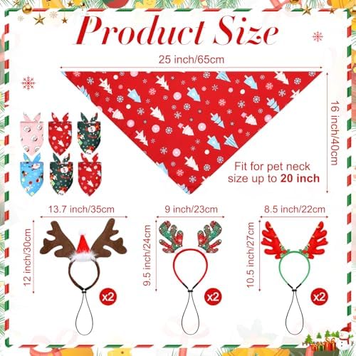 12 Pcs Christmas Pet Headband Bandana, Reindeer Headband - Image 3