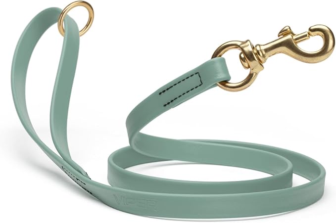 Viper Biothane K9 Working Dog Leash Waterproof Lead for Tracking Training Schutzhund Odor-Proof Long Line with Solid Brass Snap for Puppy Medium and Large Dogs 6ft, Sage Green