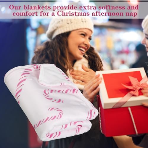 Pink Christmas Candy Cane Throw Blanket Candy Cane Decor 50 x 60 Inches - Image 6