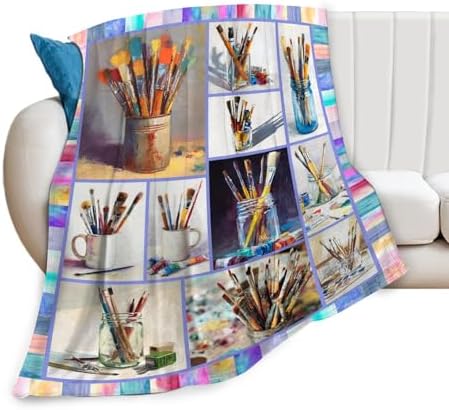 Artist Gifts Blanket for Girls Women Men Adults Soft Cozy Fleece Art Teacher Throw Blankets Warm Flannel Plush Stuff Lightweight Decorative for Couch Bed Sofa 60"X50" - Image 2