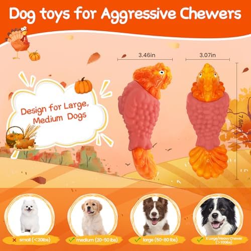 WinTour Tough Dog Toys for Aggressive Chewers, Dog Chew Toys for Large Dogs, Turkey Indestructible Squeaky Dogs Toy to Keep Them Busy - Image 4