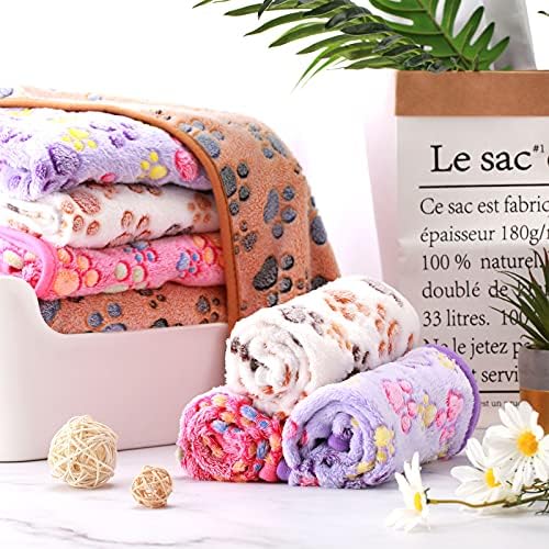 Tatuo 4 Pcs Fleece Dog Blanket for Puppy Cat, Mixed, 30 x 20.5 in, Paw - Image 2