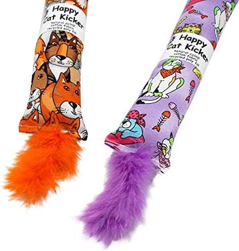 Jumpaws 2 Pack Natural Interactive Catnip Cat Kicker with Feathers, Bite Resistant Chew Toy, Crinkle Kicker, Accessories for Indoor Cat - Image 5