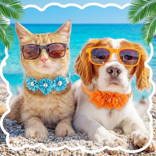 50 Pcs Flower Dog Bows Pink Collar Puppy Bows, Multiple Colors - Image 5