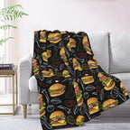 Hamburger Throw Blanket Lightweight Warm Flannel Fleece Blankets Cozy Soft Blanket Gifts for Women Men Girls Boys 80"x60" - Image 6
