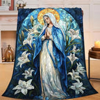 Virgin Mary Blanket for Girls Women Men Adults Soft Cozy Fleece Christian Mother of God Throw Blankets Healing Catholic Gifts Warm Flannel Plush Lightweight Decor for Couch Bed Sofa 60"X50" by Unknown