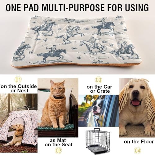 Dog Bed Mat Cowboys Horse Western Washable Anti Slip Bottom Comfy Kennel Pad Cat Crate Pet Pad 24 x 36 Inches - Image 5
