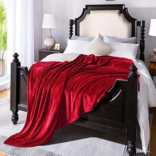 Red Fleece Plush Throw Blanket 50"x60"for Couch Sofa Fuzzy Cozy Flannel - Image 3