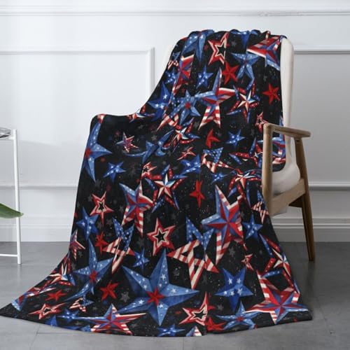 American Patriotic Fuzzy Throw Blanket for Women Men Girls Boys Soft Cozy Fleece Blankets for Bedroom Living Rooms Sofa Couch 80"x60" by XYSKINO