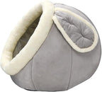 Cat Beds for Indoor Cats-Rabbit-Shaped Cat Cave Bed with Hanging Toy,Grey L | Super Soft Calming cat Tent house for Kitten&Puppy,Warm Plush&Machine Washable&Removable Cushioned Pad,Cute cat Hideaway