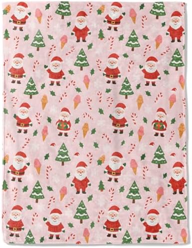 Christmas Decorative Throw Blanket, Tree Candy Cane Ice Cream Snowflake Print Decoration, Soft Flannel Winter Blankets for Couch Bed Sofa, Holiday Home Decor, Xmas Festival Gifts 40x50 Inch by AINORI