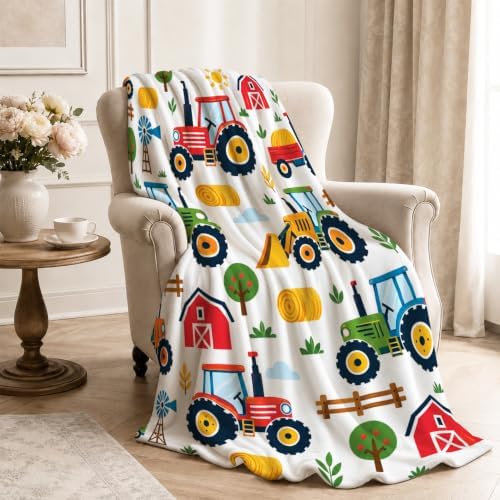 Tractor Throw Blanket Farm Vehicles Barn Hay Gifts 40''X50'' - Image 4