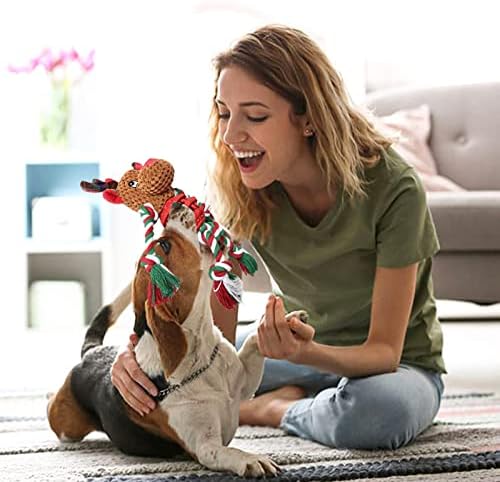 Dog Christmas Toys for Small Medium Large Dogs, Squeaky Plush Dog Toys + Interactive Dog Toys + Dog Rope Toys Multi Function Cute Reindeer Puppy Toys for Christmas - Image 6