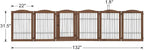 unipaws 132" Extra Wide Dog Gate and Pet Playpen with Walk Through Door | Free Standing Tall Dog Fence, Barriers for Home, Use as Indoor Dogs Cats Pen, Rabbit Pen, Walnut