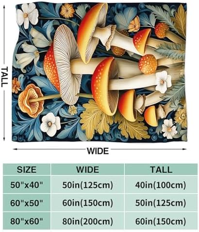 Mushroom Blanket for Girls Women Boys Men Adults Kids Soft Cozy Fleece Mushroom Lovers Throw Blankets Gifts Warm Flannel Plush Lightweight Decor for Couch Bed Sofa 60"X50" - Image 7