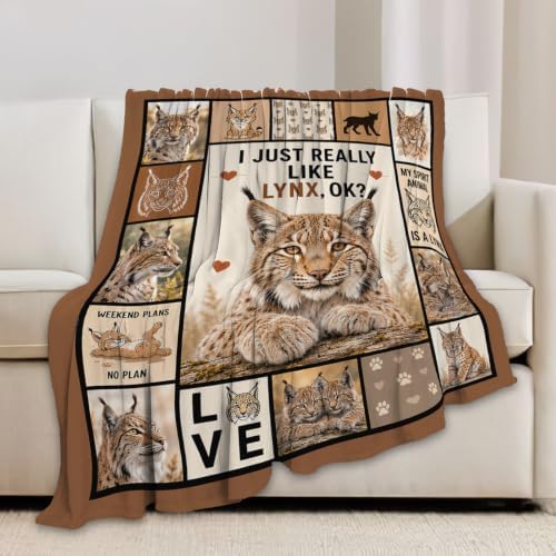 Lynx Blanket, Bobcat Throw Gifts Decor for Girls Women 60"X50" - Image 5