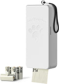 Dog Poop Bag Dispenser Wall Mount with Magnetic Lid, Quick Pull & Easy Access, White Dog Poop Bag Holder for Outdoor Yard, Includes 4 Rolls (60 Bags)