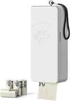 Dog Poop Bag Dispenser Wall Mount with Magnetic Lid, Quick Pull & Easy Access, White Dog Poop Bag Holder for Outdoor Yard, Includes 4 Rolls (60 Bags)