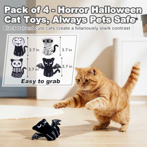 Retro Shaw Catnip Halloween Cat Toys, Goth Kitten Toy for Indoor Cats,4PCS - Image 4