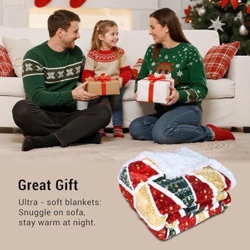Gogreen Christmas Sherpa Fleece Twin Blanket for Couch Bed Sofa Adults -Soft and Warm Blanket for Winter, Thick and Fuzzy Throw Blanket (Twin - 60" x 80") - C - Image 6