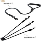 3 in 1 Durable Nylon Dog Leash with Padded Handle, 360° Swivel No Tangle Climbing Rope Removable Pet Traction Rope, Lead for Medium Large Dogs Black