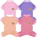 XPUDAC 4 Pack Dog Pajamas Striped Dog Clothes for Small Medium Dogs Girl Boy Comfy Puppy Outfit Doggy Jammies Onesie Pet Costume, Purple, Pink, Orange, S by XPUDAC