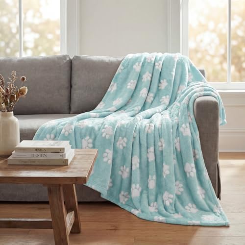 Horaldaily Blue Dog Paw Shape 3D Textured Throw Blanket 60x80 by Horaldaily
