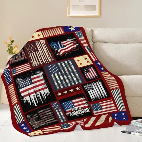 Veteran Blanket American Flag Throw Blanket Veterans Day Gifts for Men Women Adults Super Soft Cozy Plush Fluffy Fuzzy Fleece Blanket Home Decor 40''X50'' - Image 2