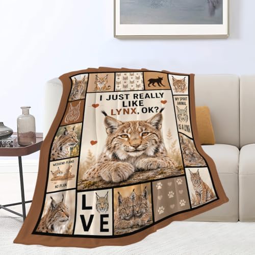 Lynx Blanket, Bobcat Throw Gifts Decor for Girls Women 60"X50" - Image 3