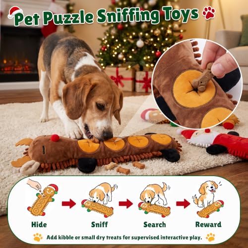 Christmas Dog Toys, Hide and Seek Squeaky Plush Set for Dogs - Image 3