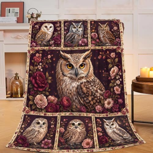 Owl Throw Blanket Gothic Floral Bird Gifts 50''X60'' by Fuzawet
