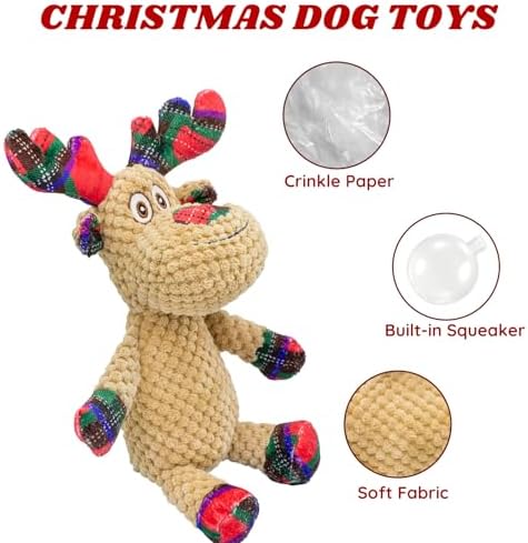 Christmas Dog Toys, Squeaky Reindeer Plush for Dogs - Image 2