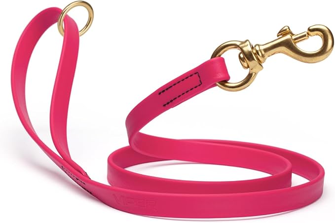 Viper Biothane K9 Working Dog Leash Waterproof Lead for Tracking Training Schutzhund Odor-Proof Long Line with Solid Brass Snap for Puppy Medium and Large Dogs 6ft, Passionfruit Pink