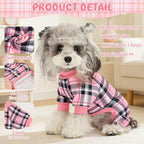 XPUDAC 4 Pack Plaid Dog Pajamas Outfits Cozy Doggy Clothes for Small Medium Dogs Girl Boy Puppy Onesie for Christmas Pet Pjs Jammies, L - Image 2
