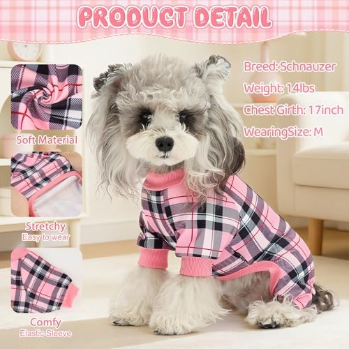 XPUDAC 4 Pack Plaid Dog Pajamas Outfits Cozy Doggy Clothes for Small Medium Dogs Girl Boy Puppy Onesie for Christmas Pet Pjs Jammies, L - Image 2