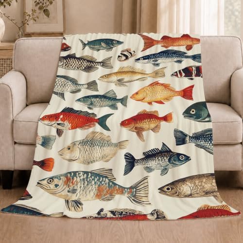 Fish Throw Blanket Fish Gifts for Kids Girls Boys Adults Women Men Soft Cozy Warm Plush Fluffy Fuzzy Fleece Blanket Birthday Festival Decor 50''X60'' - Image 5