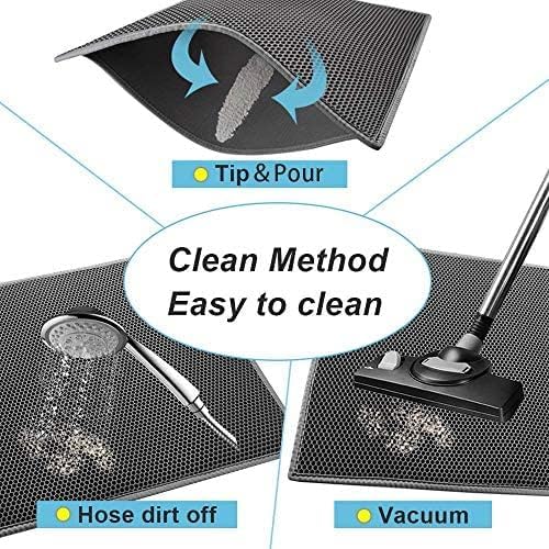 Bulkniu Cat Litter Mat, 15"x24", Waterproof, Durable & Easy to Clean, Grey | Urine-Proof, Non-Slip, Premium Durable EVA, Soft on Paws, Double-Layer Honeycomb Traps Litter, Odor-Free & Safe
