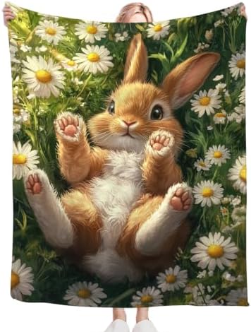 Rabbit Blanket Bunny Hare Throw Stuff Gifts for Kids Girls 50"x40" - Image 4