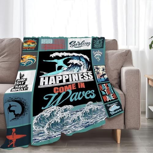 Surfing Blanket Surfing Surfboard Throw Blankets Decor Stuff Cozy Flannel Fleece Soft Plush Fuzzy Warm Lightweight Bedding Ocean Lovers Gifts for Women Girls Kids 60"X50" - Image 5